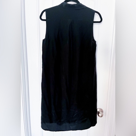 J. Crew Sleeveless Shirt Dress Womens XS 100% Silk Black Button Up Pockets - Picture 2 of 5